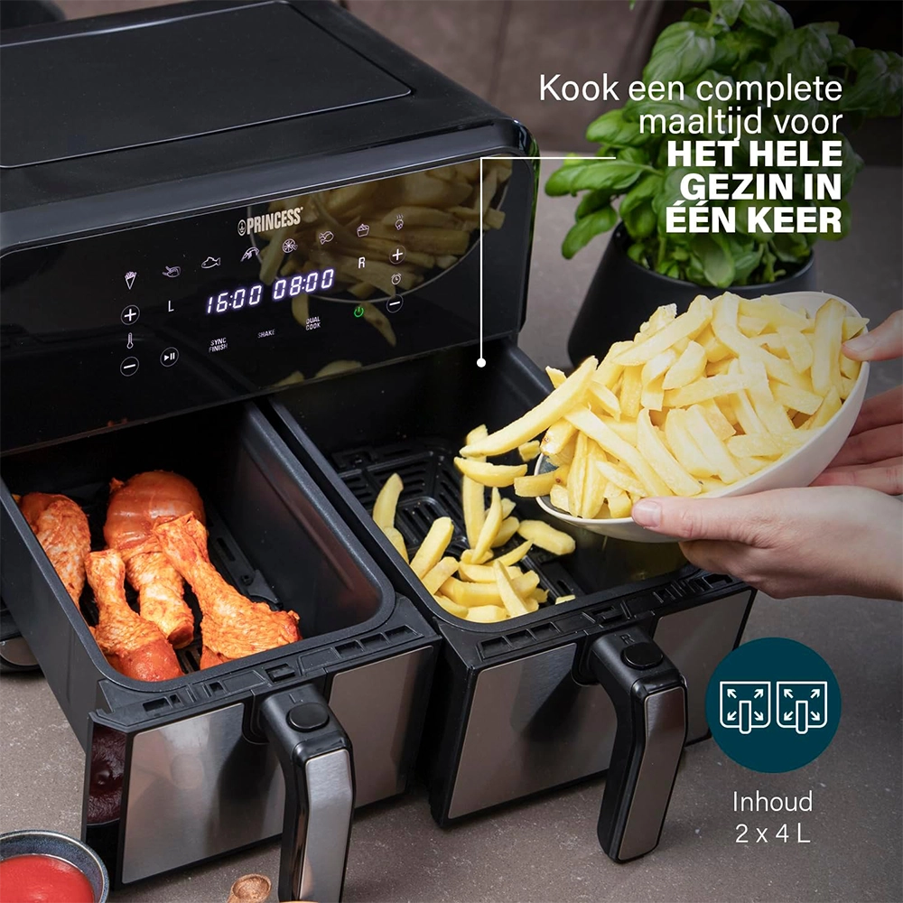 Princess 182074 Dubbele Airfryer - In gebruik