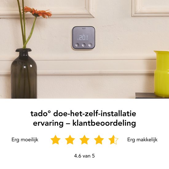 tado° Slimme Thermostaat Multi-Room Starterskit - Smart Thermostaat X - 2 Radiatorknoppen - incl. Matter Bridge - werkt met Google Home, Alexa & Apple Homekit - Bedrade variant - Zwart/Wit - afbeelding 4